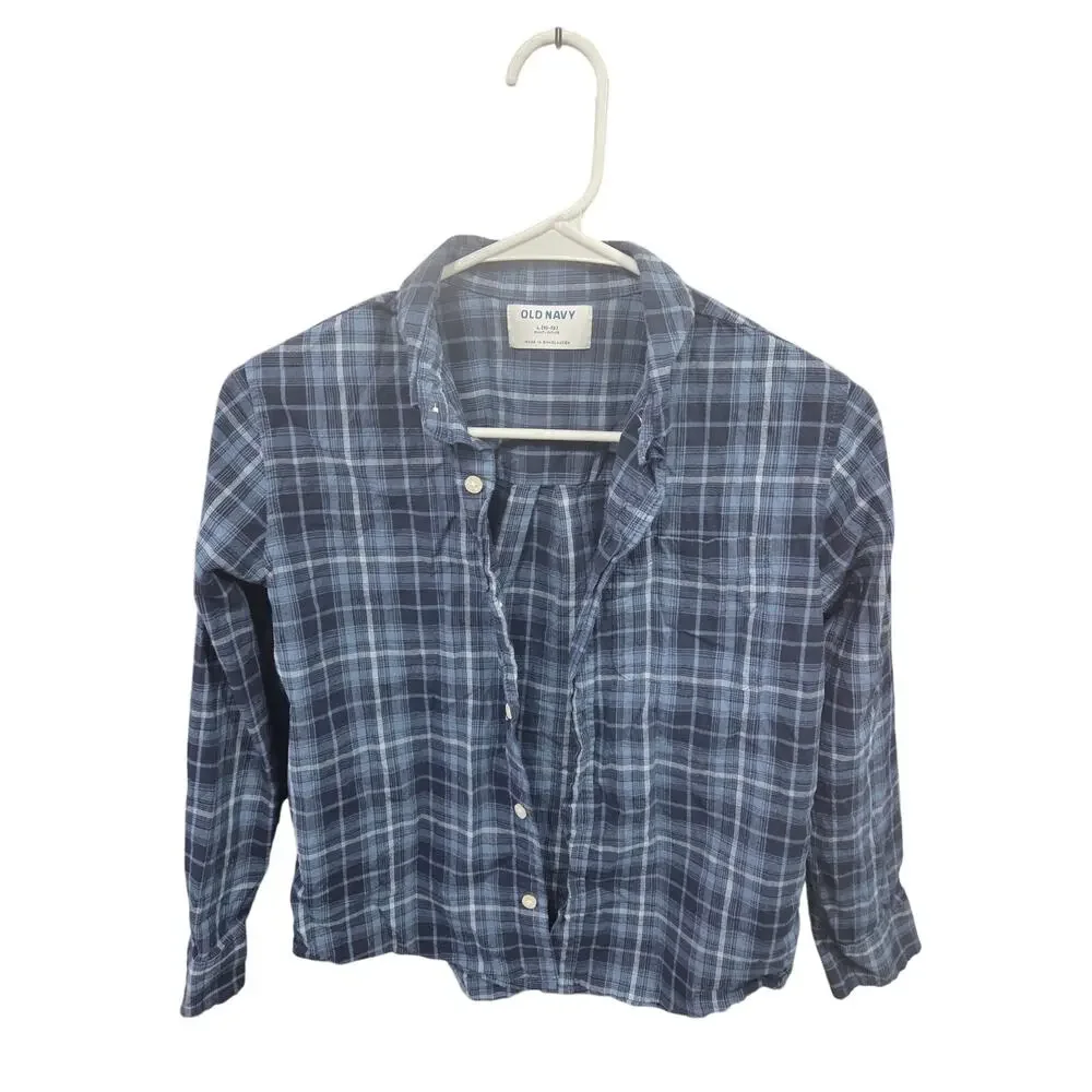 Blue Plaid Flannel - Old Navy - L (10-12)